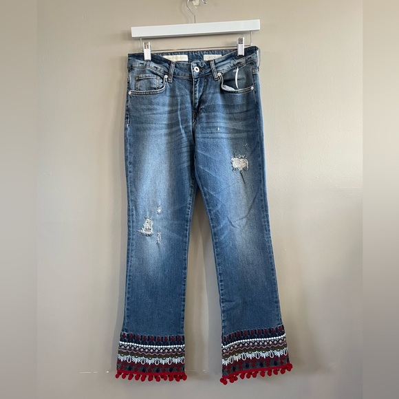 Pilcro and the Letterpress Blue Cropped Jeans with Red Trim - Picture 3 of 10
